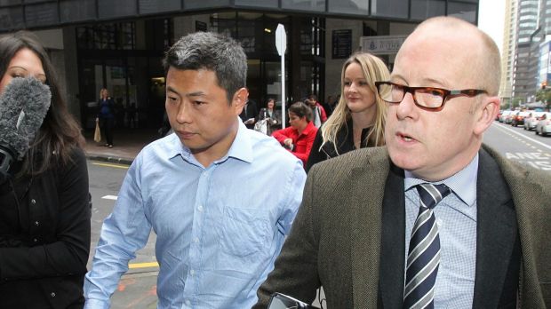 Leo Gao leaves Auckland District Court with his lawyer Ron Mansfield in 2012 after pleading guilty. Photo: John Selkirk, Stuff.co.nz